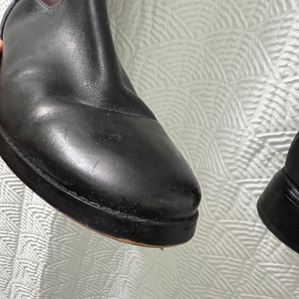 Michael Kors Riding Boots Leather Block Heel Knee High Brown Black Size 8.5M - Picture 9 of 12